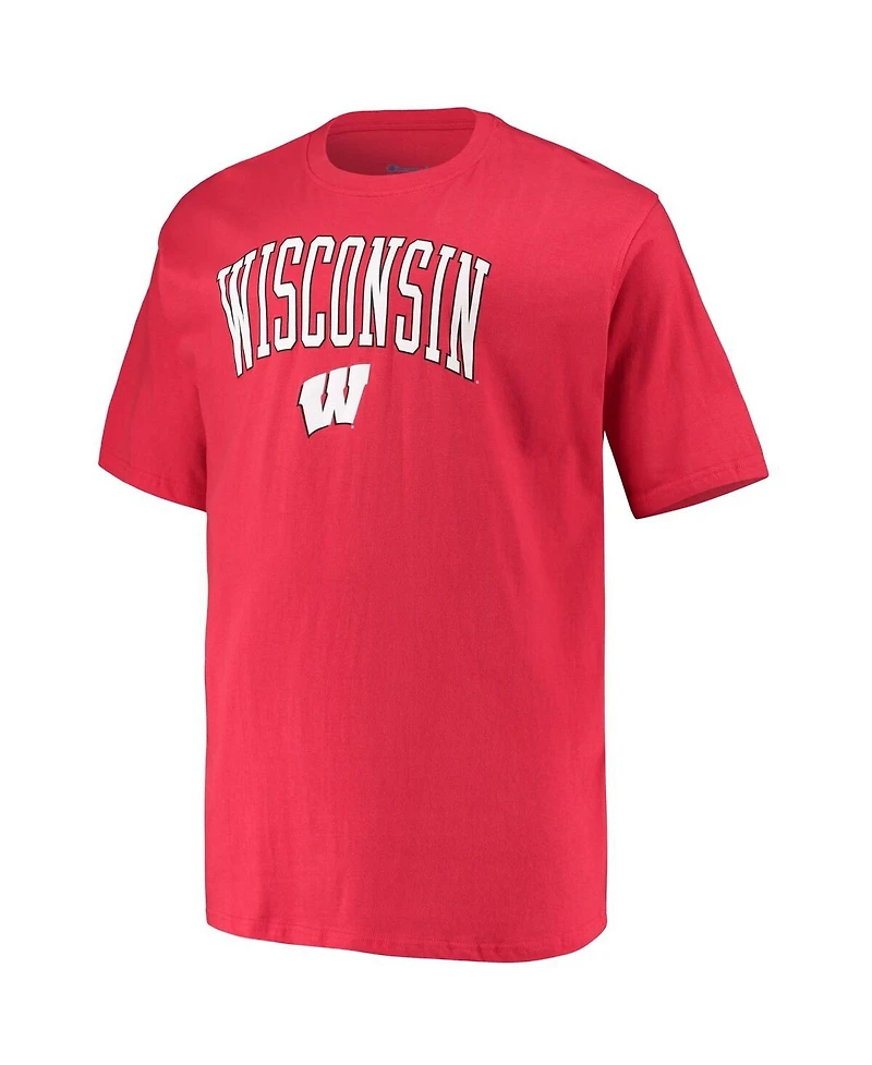 Champion Men's Red Wisconsin Badgers Big & Tall Arch Over Wordmark T-Shirt
