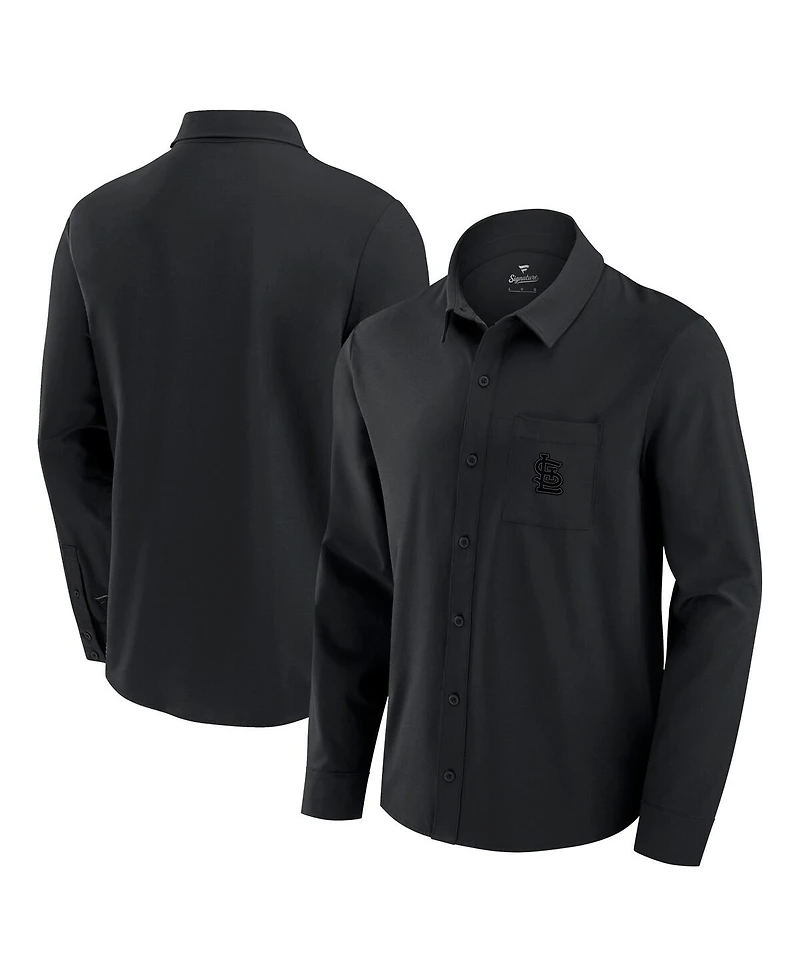 Fanatics Men's Black St. Louis Cardinals Front Office Long Sleeve Button-Up Shirt