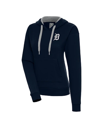 Antigua Women's Navy Detroit Tigers Brushed Metallic Victory Pullover Hoodie