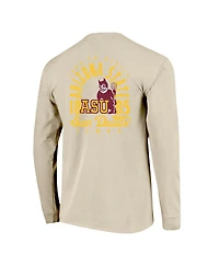 Image One Men's Natural Arizona State Sun Devils Comfort Colors Mascot Overlay Long Sleeve T-Shirt