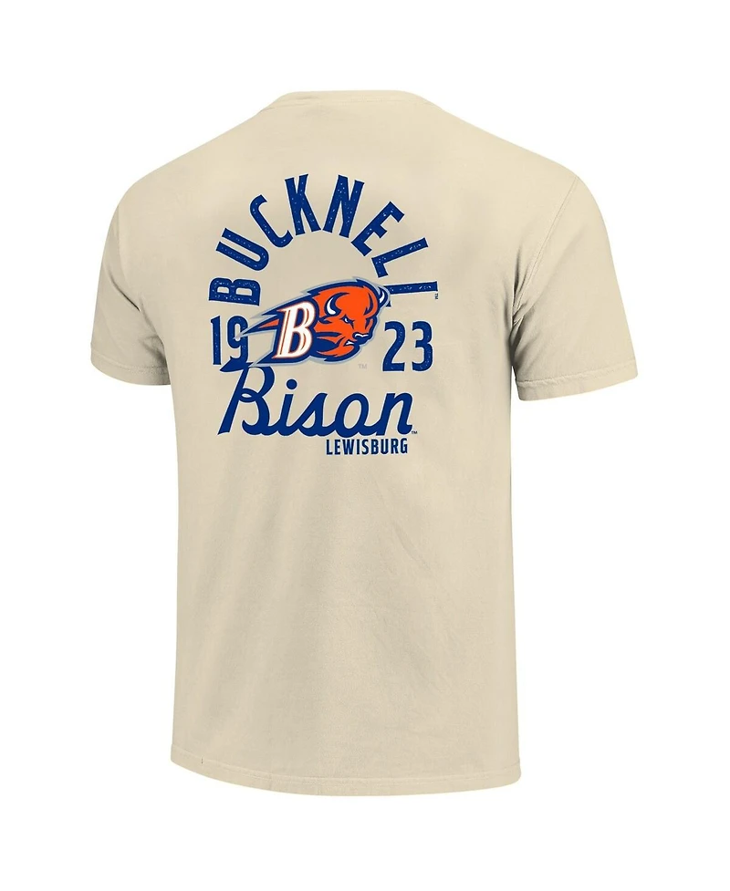 Image One Men's Cream Bucknell Bison Comfort Colors Mascot Overlay T-Shirt