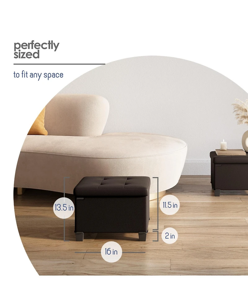 Nestl 16 Inch Ottoman Storage Bench with Storage Bins