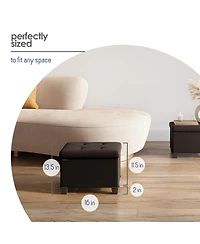 Nestl 16 Inch Ottoman Storage Bench with Storage Bins