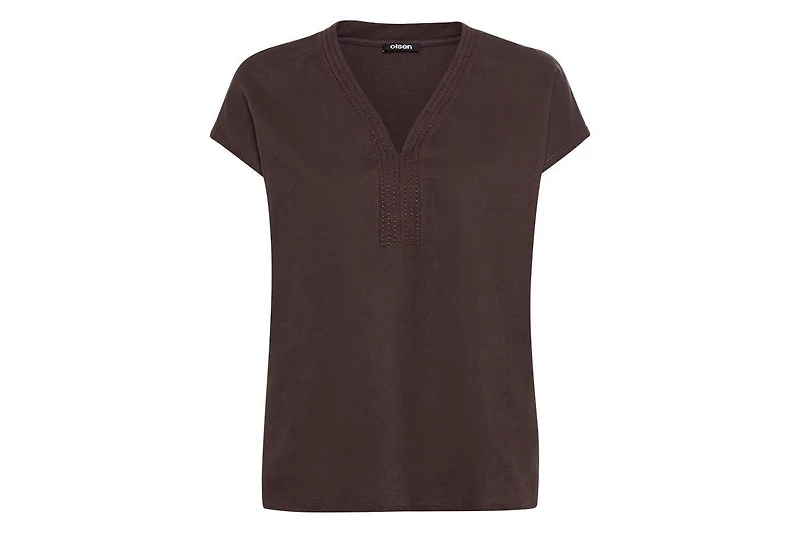 Olsen Women's Solid Mixed Media Tunic T-Shirt