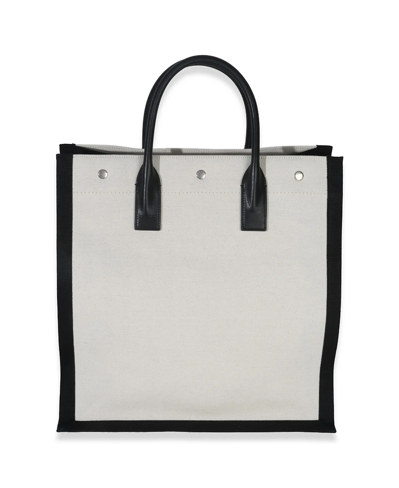 Pre-Owned Saint Laurent Beige Linen North South Rive Gauche Tote