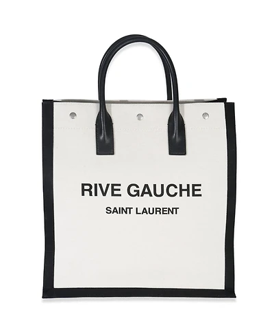 Pre-Owned Saint Laurent Beige Linen North South Rive Gauche Tote