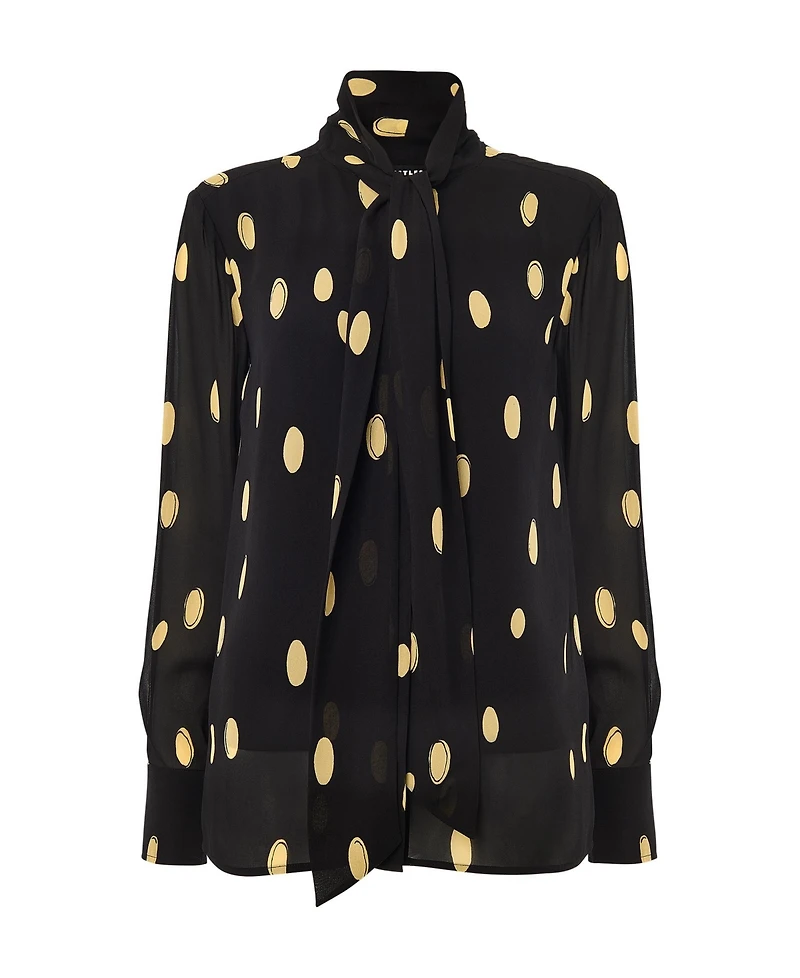 Whistles Women's Oval Spot Frill Blouse