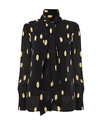 Whistles Women's Oval Spot Frill Blouse