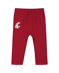 Outerstuff Baby Boys and Girls Crimson Washington State Cougars Double Up Long Sleeve Bodysuit Pant Set