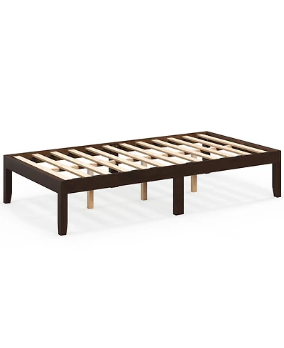 Sugift Twin Wood Platform Bed Frame with Wooden Slats Support