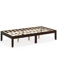 Sugift Twin Wood Platform Bed Frame with Wooden Slats Support