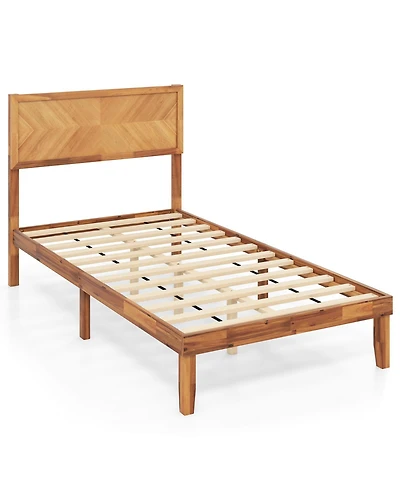 Sugift Twin Size Bed Frame with Headboard and Storage Space
