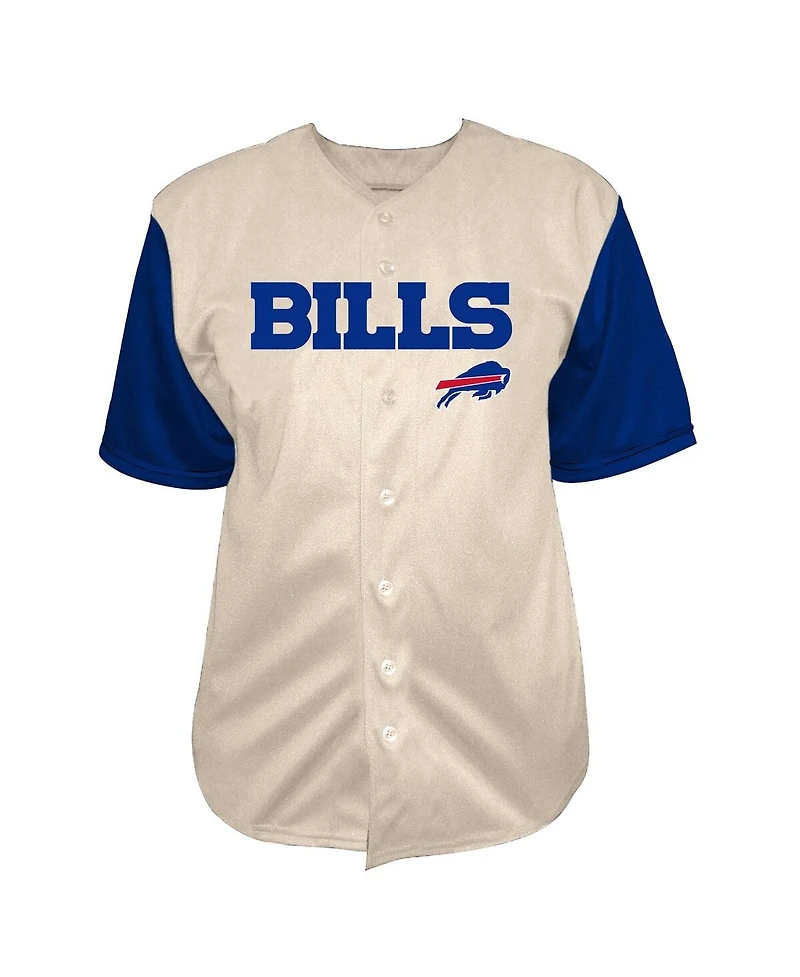Fanatics Men's Josh Allen Cream Buffalo Bills Big & Tall Baseball Button-Up Shirt