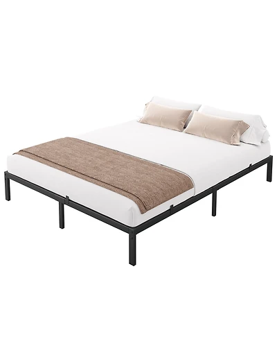 homfan Low Profile Metal Platform Bed Frame with Quiet Slats, Heavy Duty Support, No Box Spring Needed, Easy Assembly