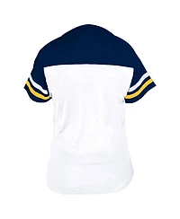 Fanatics Women's Profile White/Navy Milwaukee Brewers Plus Two-Stripe V-Neck T-Shirt