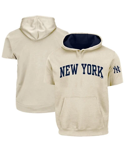 Fanatics Men's Cream/Navy New York Yankees Big & Tall Contrast Short Sleeve Hoodie