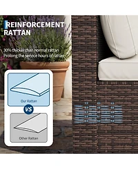 homfan 7-Piece Outdoor Sectional Set with Pe Rattan Wicker, Thick Cushions and Tempered Glass Coffee Table, Modular Patio Seating