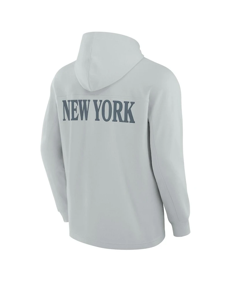 Fanatics Men's Gray New York Jets Elements Blaze Tri-Blend Long Sleeve Hoodie T-Shirt