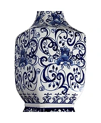 Barnes and Ivy Iris Asian Table Lamp with Square Riser 29.5 Inches Tall Jar Geneva Drum Shade for Bedroom Living Room Bedside Nightstand