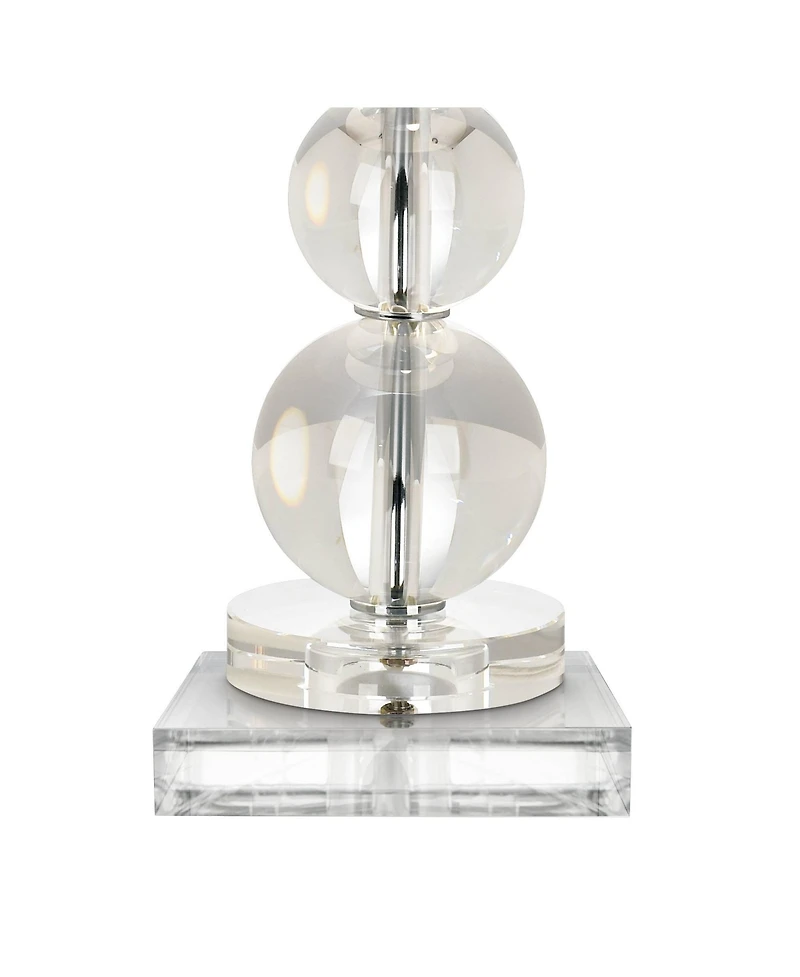 Vienna Full Spectrum Modern Table Lamp 28 Inches Tall with Square Riser Stacked Crystal Spheres Drum Shade for Bedroom Living Room House Home Bedside