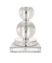 Vienna Full Spectrum Modern Table Lamp 28 Inches Tall with Square Riser Stacked Crystal Spheres Drum Shade for Bedroom Living Room House Home Bedside
