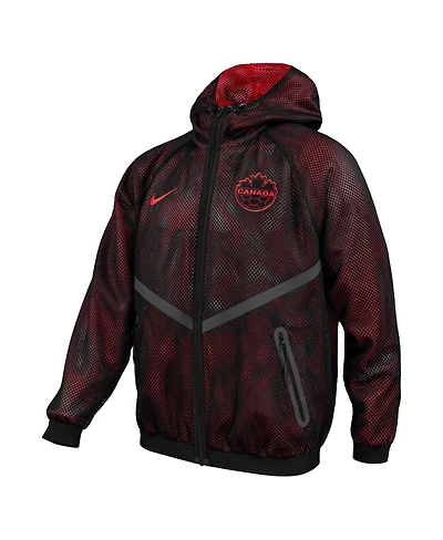 Nike Men's Black Canada Soccer 2026 Anthem Mesh Dri-fit Full-Zip Hooded Jacket