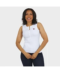 Wear by Erin Andrews Women's White Cleveland Guardians Rib-Knit Henley Tank Top