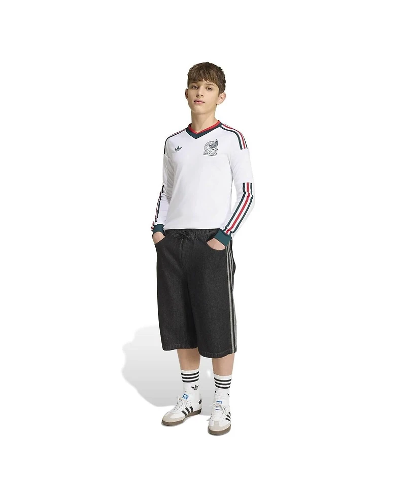 Adidas Big Boys and Girls White Mexico National Team 2026 Away Replica Long Sleeve Jersey