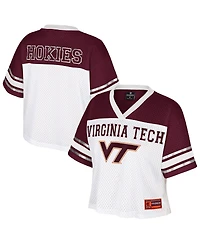 Colosseum Women's White Virginia Tech Hokies Treasure Cropped Football Jersey