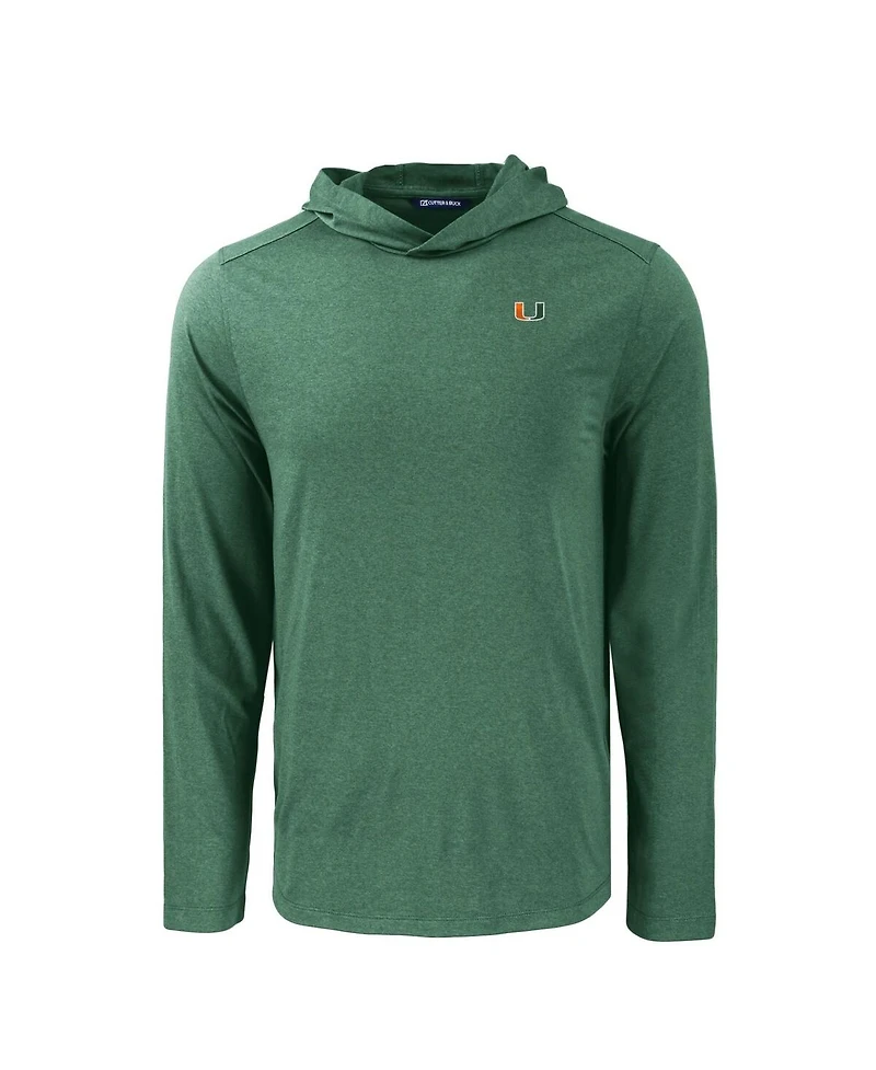 Cutter & Buck Men's Green Miami Hurricanes Coastline Epic Comfort Eco Long Sleeve Hoodie T-Shirt