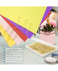 Danrong 200pcs Jumbo Paper Clips 2 Inch, Large Stainless Steel Golden Paperclips for Office School Home