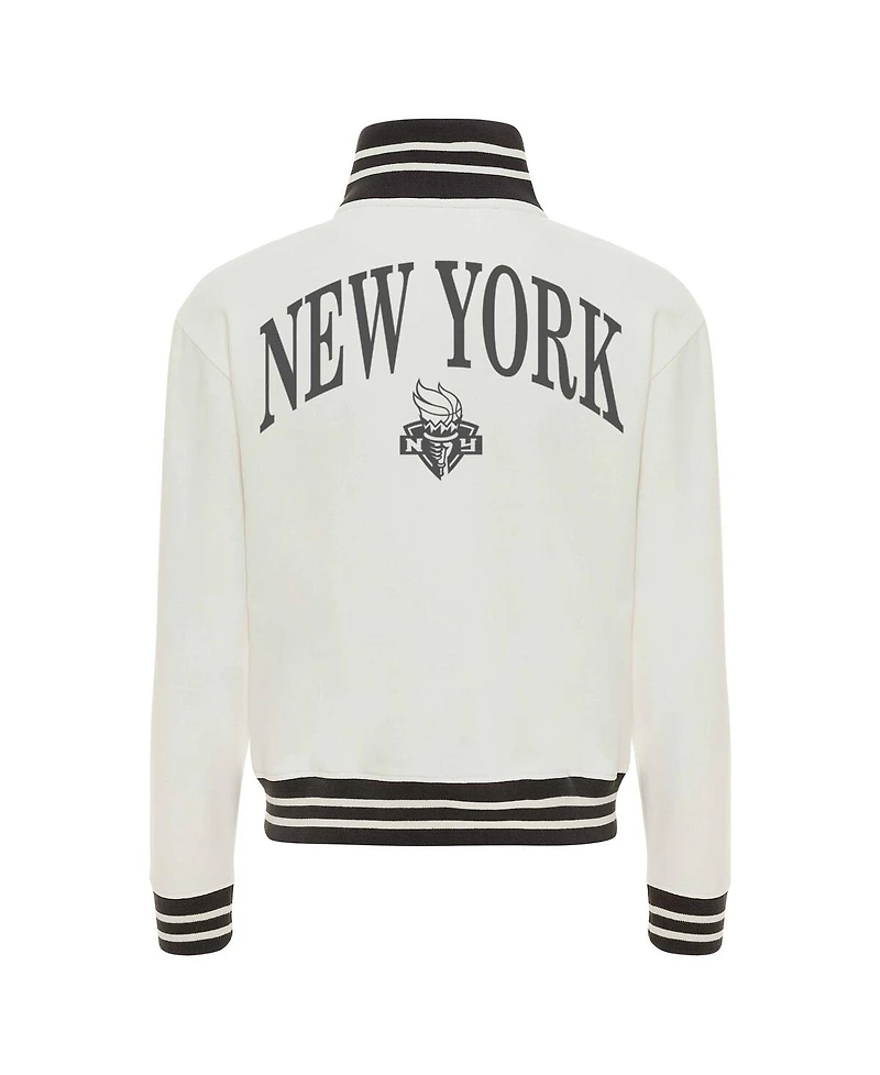 Sportiqe Women's Cream New York Liberty Athletic Club Collection Sutton French Terry Full-Zip Jacket