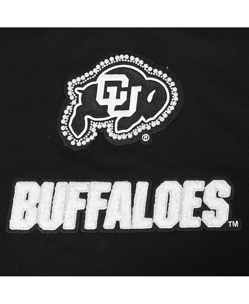 Pro Standard Women's Black Colorado Buffaloes Rhinestone Boxy Cropped T-Shirt