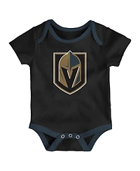 Outerstuff Baby Boys and Girls 3-Pack Vegas Golden Knights Loyal Buddies Bodysuit Set