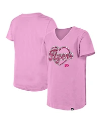 New Era Girl's Big Boys and Girls Pink Philadelphia Flyers Flip Sequin V-Neck T-Shirt