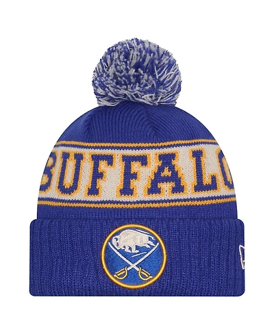 New Era Men's Royal Buffalo Sabres Retro Cuffed Knit with Pom Hat