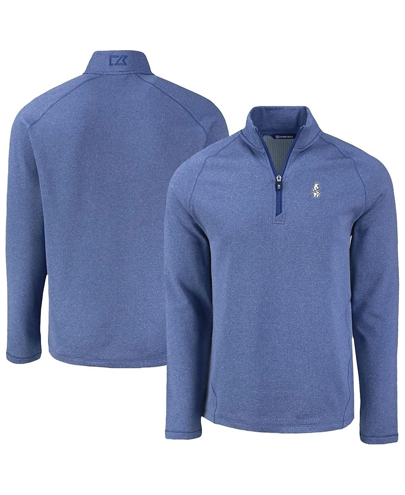 Cutter & Buck Men's Heather Royal Chicago Cubs Peshastin Eco Fleece Raglan Quarter-Zip Sweatshirt