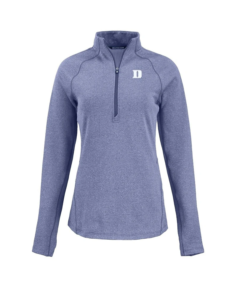 Cutter & Buck Women's Heather Blue Duke Devils Peshastin Eco Fleece Half-Zip Tri-Blend Jacket