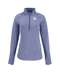 Cutter & Buck Women's Heather Blue Duke Devils Peshastin Eco Fleece Half-Zip Tri-Blend Jacket