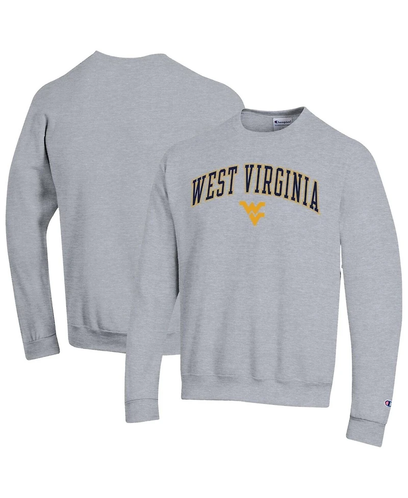 Champion Men's Heather Gray West Virginia Mountaineers Arch Over Logo Pullover Sweatshirt