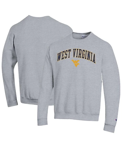Champion Men's Heather Gray West Virginia Mountaineers Arch Over Logo Pullover Sweatshirt