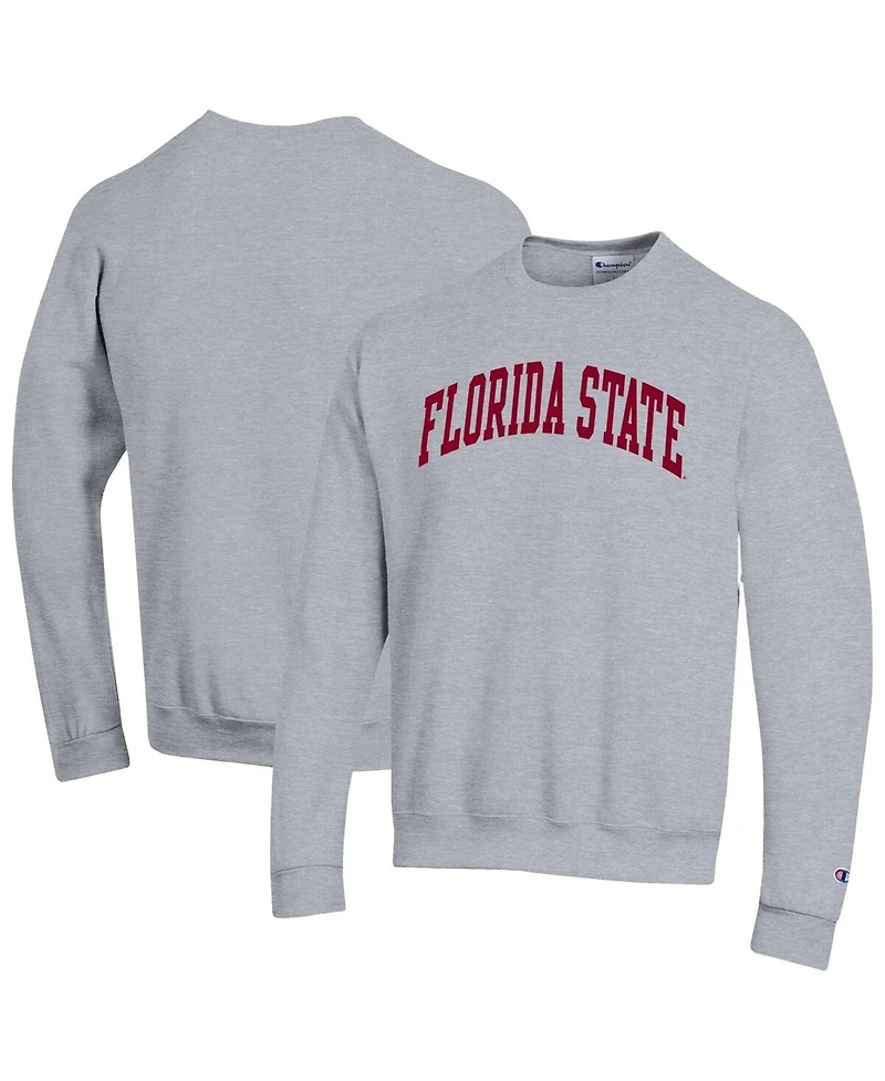 Champion Men's Heather Gray Florida State Seminoles Basic Arch Fleece Pullover Sweatshirt