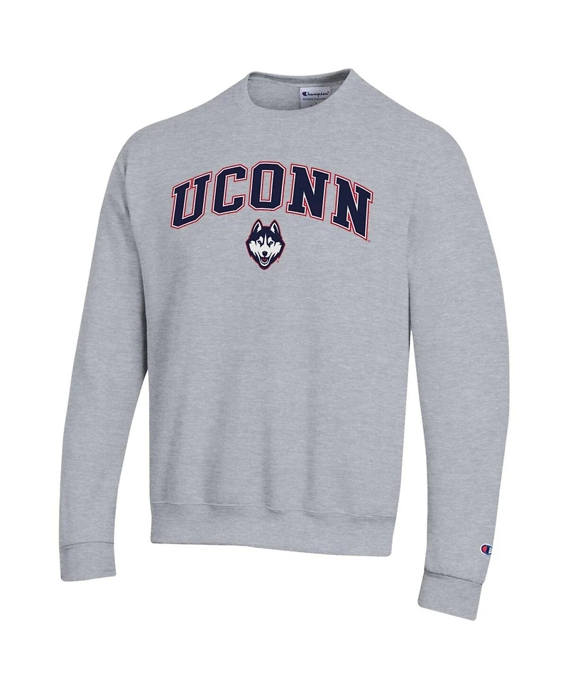 Champion Men's Heather Gray UConn Huskies Arch Over Logo Pullover Sweatshirt