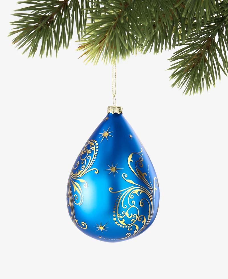 Holiday Lane Celestial Gems Oval Shape Ball With Streak Design Ornament, Macy's Exclusive