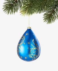 Holiday Lane Celestial Gems Oval Shape Ball With Streak Design Ornament, Macy's Exclusive