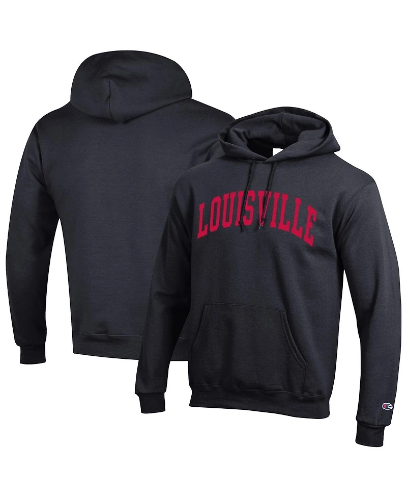 Champion Men's Black Louisville Cardinals Basic Arch Fleece Pullover Hoodie