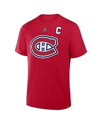 Fanatics Men's Nick Suzuki Red Montreal Canadiens Authentic Stack Name and Number T-Shirt