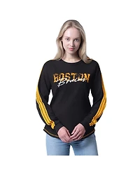 G-iii 4Her by Carl Banks Women's Black Boston Bruins Advantage Thermal Long-Sleeve Tri-Blend T-Shirt
