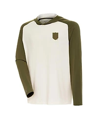 Antigua Men's Cream/Olive Vegas Golden Knights Intrepid Sand Raglan Long Sleeve Hoodie T-Shirt