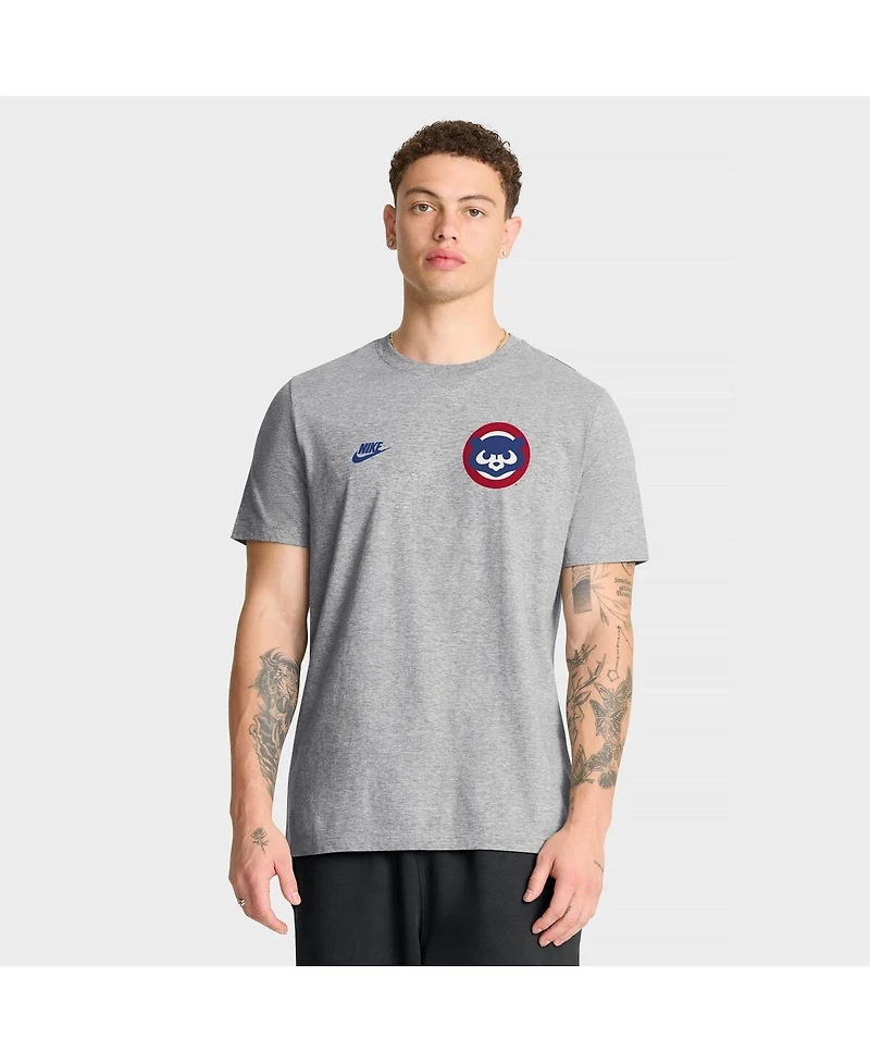 Nike Men's Heather Gray Chicago Cubs Cooperstown 2-Hit T-Shirt